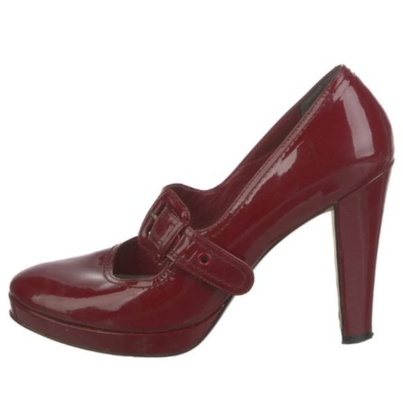 Saks Fifth Avenue Patent Leather Pumps Size 6.5 Dark Red - Picture 5 of 5